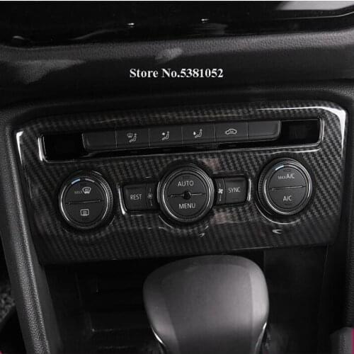 Car Sticker Chrome Carbon Fibre Air Vent Trims Air conditioning Switch Trim For Volkswagen Tiguan MK2 Accessories 2017 2018