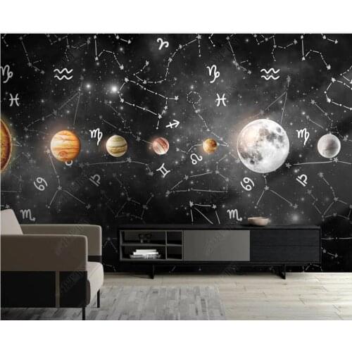 Custom mural 3d photo wallpaper Starry sky twelve constellations star map home decor 3d wall murals wallpaper in the living room