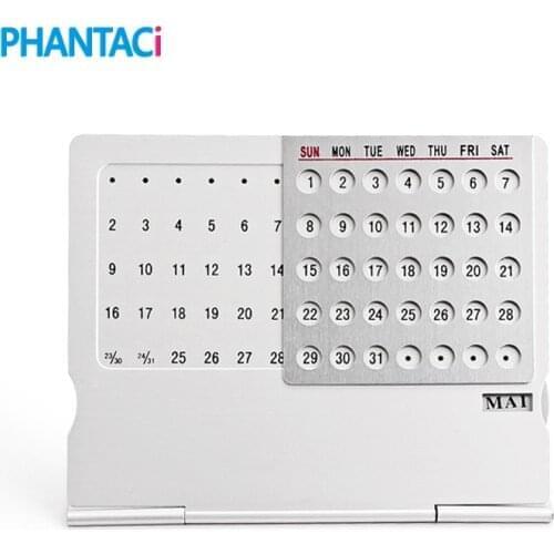 Super Perpetual Unique 100 Years English Calendars Creative Mini Ultra-thin Metal Desktop Calendar