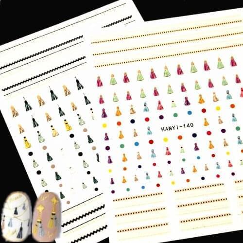 Newest Hanyi series 139 140 3d nail sticker template nail decals Japan style rhinestones DIY decoration for nail accessory