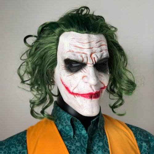 New Mask Movie The Horror Clown Cosplay Latex Masks With Green Hair Wig Scary Halloween Party Costume