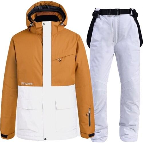 New Womens & Mens Ski Jackets + Strap Snow Pants Bib Snow Suit Sets Snowboard Clothing Waterproof Costumes Winter Outdoor Wear