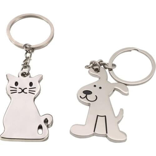 New Trendy Cartoon Little Cat Dog Animal Pendant Keychains Keyrings Bag Car Pendant Keychains For Women Men Kids Jewelry Gift