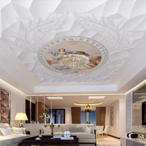 Wellyu Custom wallpaper 3d обои European pattern three-dimensional jewelry oil painting ceiling roof fresco 3d wallpaper behang