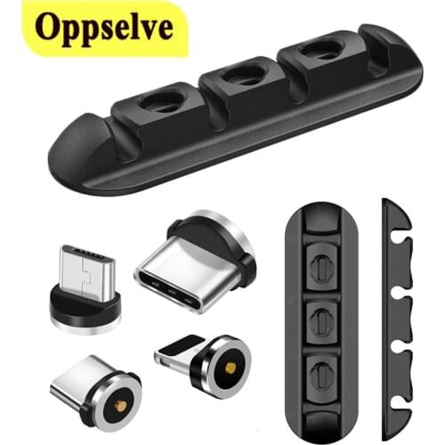Oppselve Cable Organizer Magnetic Cable Plug Box Silicone USB Cable Winder Flexible Charging Cable Management Cable Wall Clips