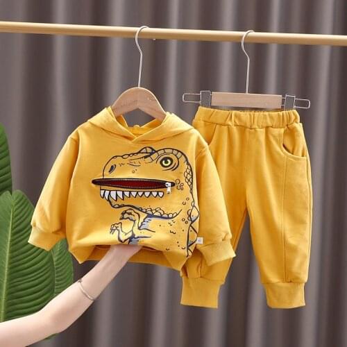 2021 Autumn Winter Kid Boy Girl Clothing Brand Casual Tracksuit Dinosaur Hoodie sportswear Sets Infant Clothes Baby Pants 1-4y