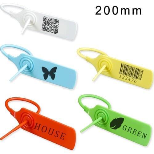 100Pcs plastic security seal custom brand logo tag anti-theft anti- clothing counterfeiting plastic seal 200mm