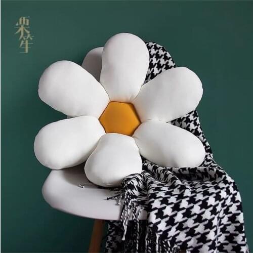 Daisy Stuffed Six Petal Flower Cushion Girly Room Decor Sunflower Pillow Bay Window Flower Seating Kids Bedroom Car Seat Pillow