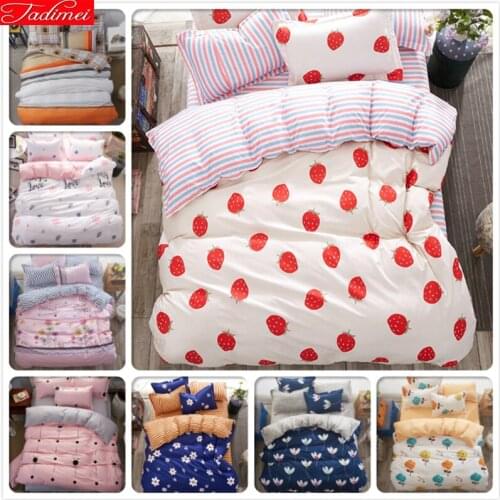 Pink Fashion Duvet Cover Sheet Pillowcase 3/4 pcs Bedding Set Soft Cotton Bed Linens Single Full Double Queen King Size 180x220