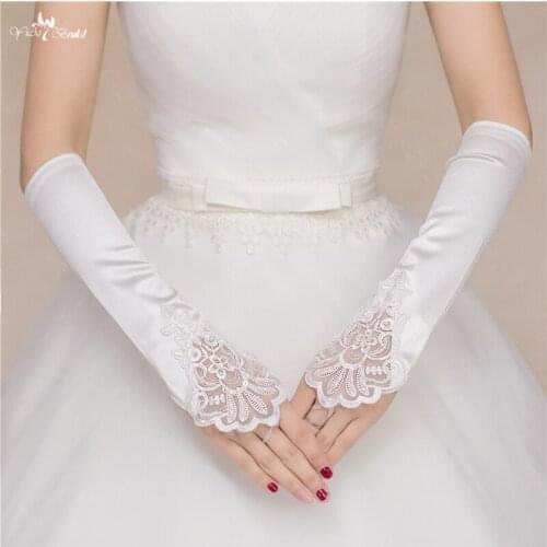 RSG17 Long Satin Wedding Gloves Ivory
