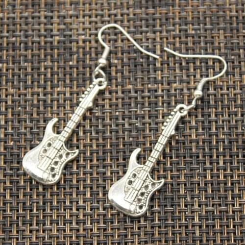 New Fashion Handmade Electic Guitar Flying Wings Skull Guitar Pendants DIY Earrings For Women Party