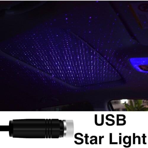 Blue LED Red Car Roof Star Night Light Projector Atmosphere Galaxy Lamp USB Decorative Lamp Adjustable Car Light C206 dynamic