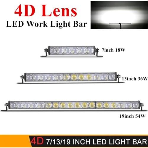 Super Bright 4D Lens 7" 13" 19'' inch Offroad LED Bar Spot Beam LED Light Bar For Car Truck Boat SUV ATV 4x4 LED Work Light