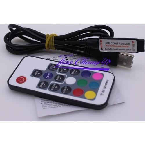 USB RGB Controller 5V 24V 17Keys RF Remote Controller Led Dimmer for 5V RGB LED