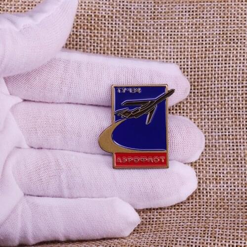 Vintage Aeroflot pin aircraft TY 134 Soviet plane collectible badge 80s USSR aviation brooch pilot gift