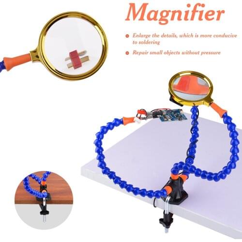 Helping Hands Soldering Station Table Clamp Soldering Station PCB Holder With Cooling Fun Magnifier 3 Flexible Arms for RC Model