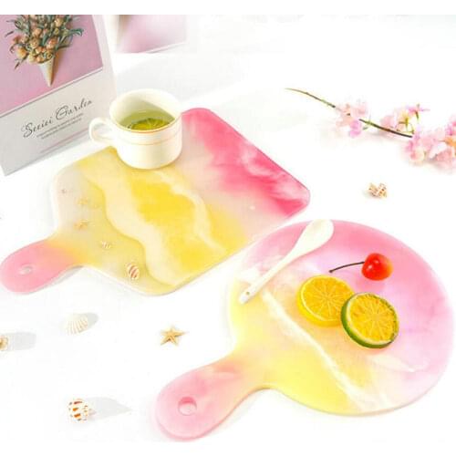 Square Coaster Tray Mold Resin Round Cup Mat Silicone Molds DIY Craft Tools Fruit Plate Handmade Jewelry Accessories