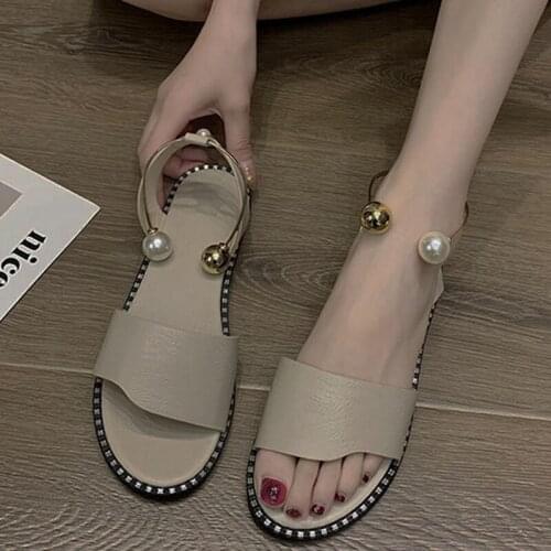 2021summer New Net Celebrity Fairy Style Sandals Ins Tide Girls Korean Version of All-match Flat Shoes with Skirt Ladies Sandals