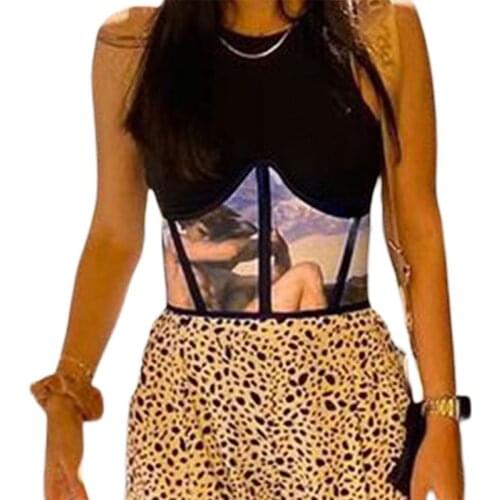 Womens Bustier Crop Tops Vintage Printed Elastic Waist Cinch Belt Boned Womens Corset Cummerbunds Womens Belt Body Shape