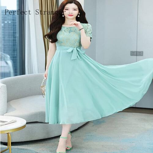 Dress For Women 2021 Vintage Hot Sale Peter Pan Collar Solid Color Short Sleeve Solid Color Women Long Dress