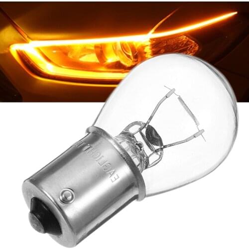 10PCS Car Turn Signal Lights S25 1156 1141 BA15S Car Halogen Bulb Turn Singal light Reverse Lamp Yellow Bulb DC12V