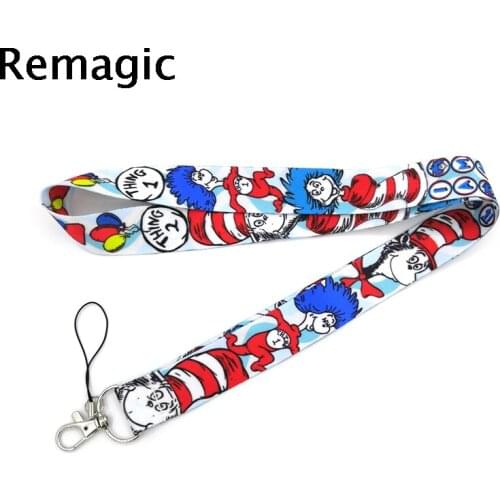 20pcs Dr Seuss cat animal cartoon vintage 90s Neck keychain necklace Cartoon Neck Strap Lanyard ID badge holder Keychain Lanyard
