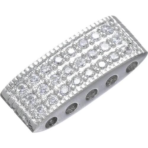 2019 Ali Moda New Copper Micro Pave Crystal 5 holes Spacer Beads Connectors For Women Beads Pearls Necklace Bracelets DIY Making