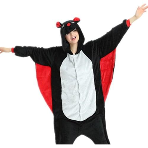 2019 Halloween Adult Bat Kigurumi Cosplay Costume Flannel Female Outfits Jumpsuits Bodysuits Women Onesie Hoodie Pajamas