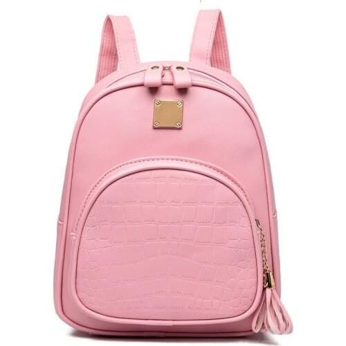 2021 Fashion Lady Backpack PU Leather Fashion School Bag Solid Color High Quality Small Backpack School Travel Bag