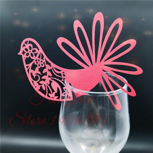 50pcs Fancy Laser Cut Paper Flower Bird Name Place Cards Card Cup Card Wine Glass Card Wedding Table Decorations Party Supplies