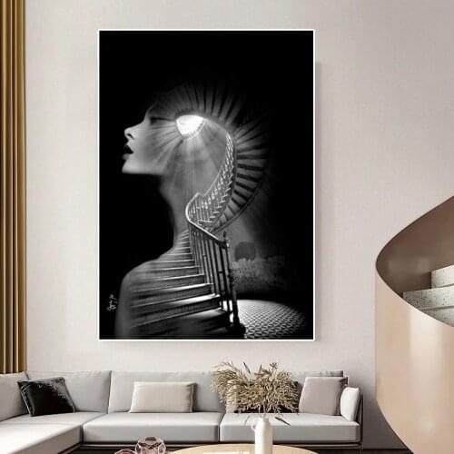 Abstract Black White Beauty Art Canvas Painting for Living Room Wall Art Posters Prints Modern Bedroom Home Decoration Pictures