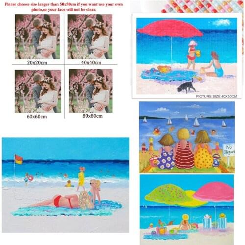 Diy Diamond Painting Custom Figures Painting Beach Holiday Square Diamond Round Diamond Cross Stitc Mosaic Home Decora