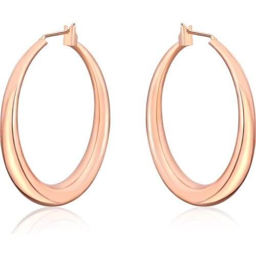Free Shipping Classic Fashion Simple Small Circle Smooth Surface Earrings Beautiful Women Rose gold Jewelry Wholesale 35X35MM