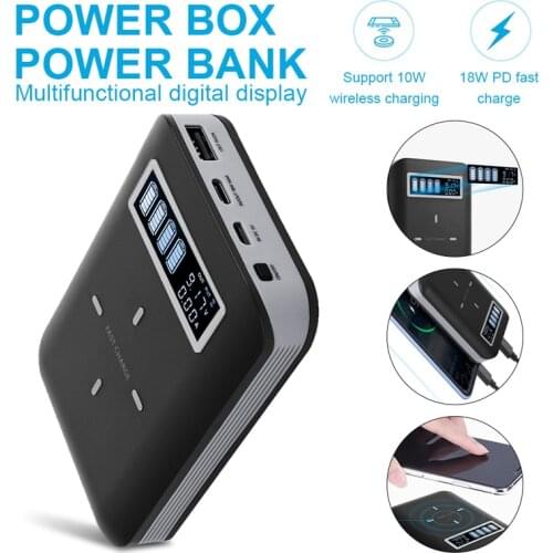 Quick Charge 4*18650 Power Bank Case 10W Wireless Charging USB Charger QC 3.0 PD DIY Shell 18650 battery Holder Charging Box