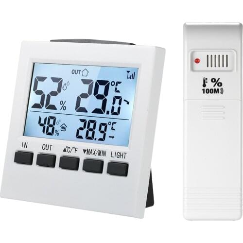 LCD Digital Wireless Indoor Thermometer Hygrometer ℃/℉ Temperature Humidity Meter with Max Min Value Display Transmitter