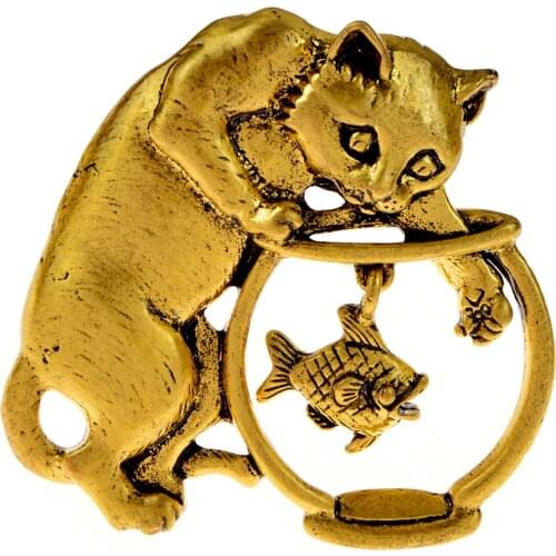 CINDY XIANG Cute Cat And Fish Brooches Vintage Matt Color Pet Animal Party Office Brooch Pins Jewelry Friends Christmas Gifts