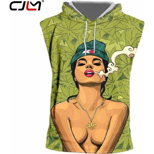 CJLM Summer Tops 3d Cap Tanks Mens Cool Print Green Leaf Girl Tank Top Man Hiphop Streetwear Punk Style Sleeveless Pullovers