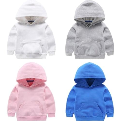 Children Spring Autumn Hoodie Cotton Boy Girls Solid Color Top Kids Casual Long Sleeve Clothing Baby Girl Pocket Tops Coat 2-10T