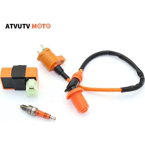 Motorcycle Racing CDI + Ignition Coil + Spark Plug For ATV GY6 50cc 125cc 150cc Racing Ignition Coil Moped
