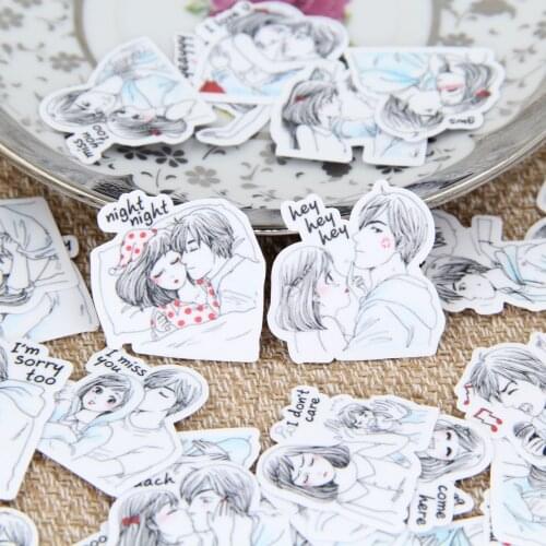 40pcs Waterproof Sweethearts Couple Decorative Stationery Stickers for Diary Book Hydro Flask Vocuum Cup Luggage