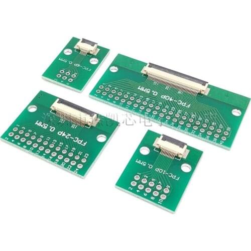 1Pcs 0.5mm FPC FFC Cable Connector 6 8 10 12 14 20 30 40 50PIN SMT Adapter to 2.54 mm 1.00 inch pitch through hole DIP PCB
