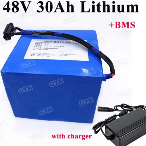 48v 30ah lithium battery pack with BMS 50A for electric bike battery 48v 1000w electric scooter electric bike 2000w +3A Charger