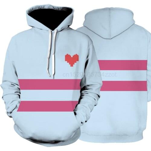Undertale Frisk Game Cosplay Costume Anime Hoodies Sweatshirt Spring Unisex Frisk Pullover Coat Outfit Long Sleeves Hooded Blue