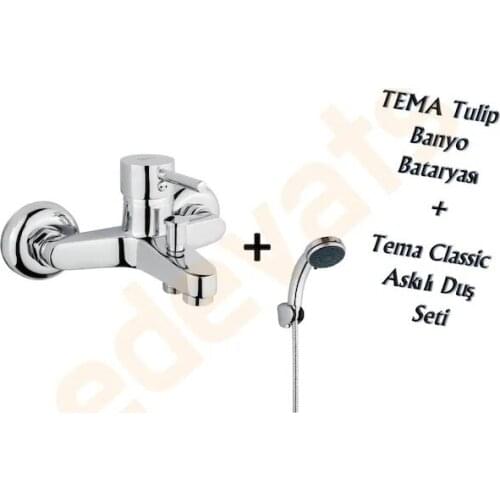 Tema Tulip Bathroom Faucet + Theme Classic Pendant Shower Set 461086571