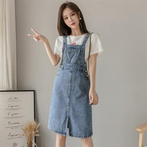 Preppy Style Summer Denim Sundress Women Sleeveless Suspenders Dresses Female Korean Style Jeans Dress Vestidos