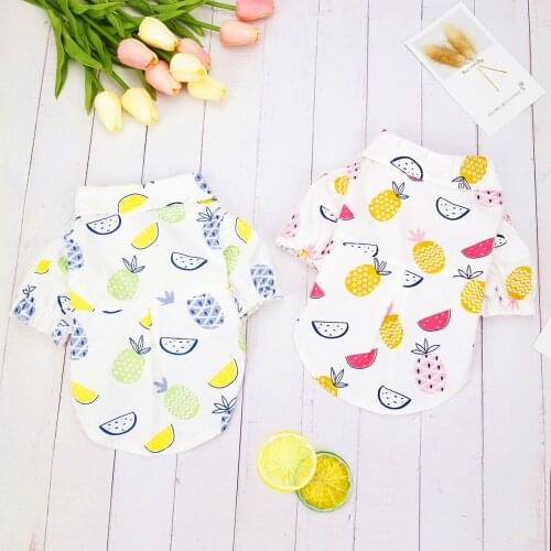 Dog Summer Clothes Puppy Thin Breathable Skrit Pet Pineapple Print Dress Pet Clothes for Teddy Pomeranian Chihuahua