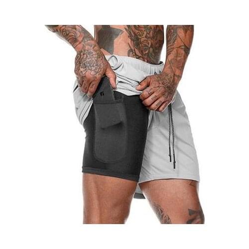 Zipper Pocket Men Joggers Shorts Mens 2 in 1 Short Pants Gyms Fitness Bodybuilding Running Workout Quick Dry Male Beach Shorts