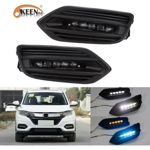 OKEEN 2pcs Car LED Daytime Running Light for Honda HR-V Vezel 2018 2019 2020 Day Light White White Turn Signal Light Fog Lamp