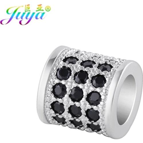 Wholesale Metal Beads Jewelry Findings Supplies Micro Pave Black Zircon Hollow Metal Beads For DIY Handmade Bracelets DIY Making