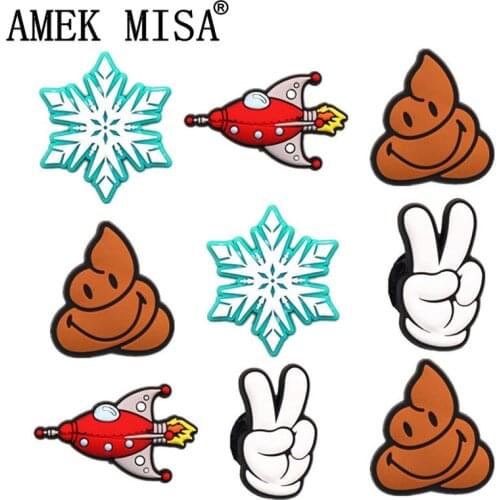 Original 1 to 4pc PVC Shoe Charms Accessories Snowflake Spacecraft Garden Shoe Sandals Decoration for jibz Kids Party X-mas Gift